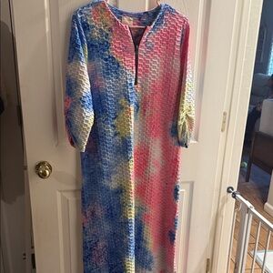 Women’s Multicolor Tie-Dye Textured Midi Dress